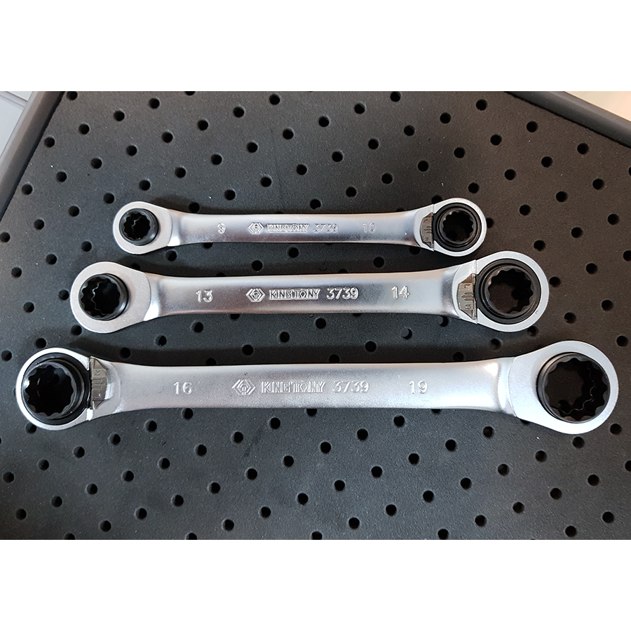 KING TONY Profi-Werkzeuge - 4-Größen Doppelringschlüssel-Set für Schnellmontage - 3 tlg. 14903MR