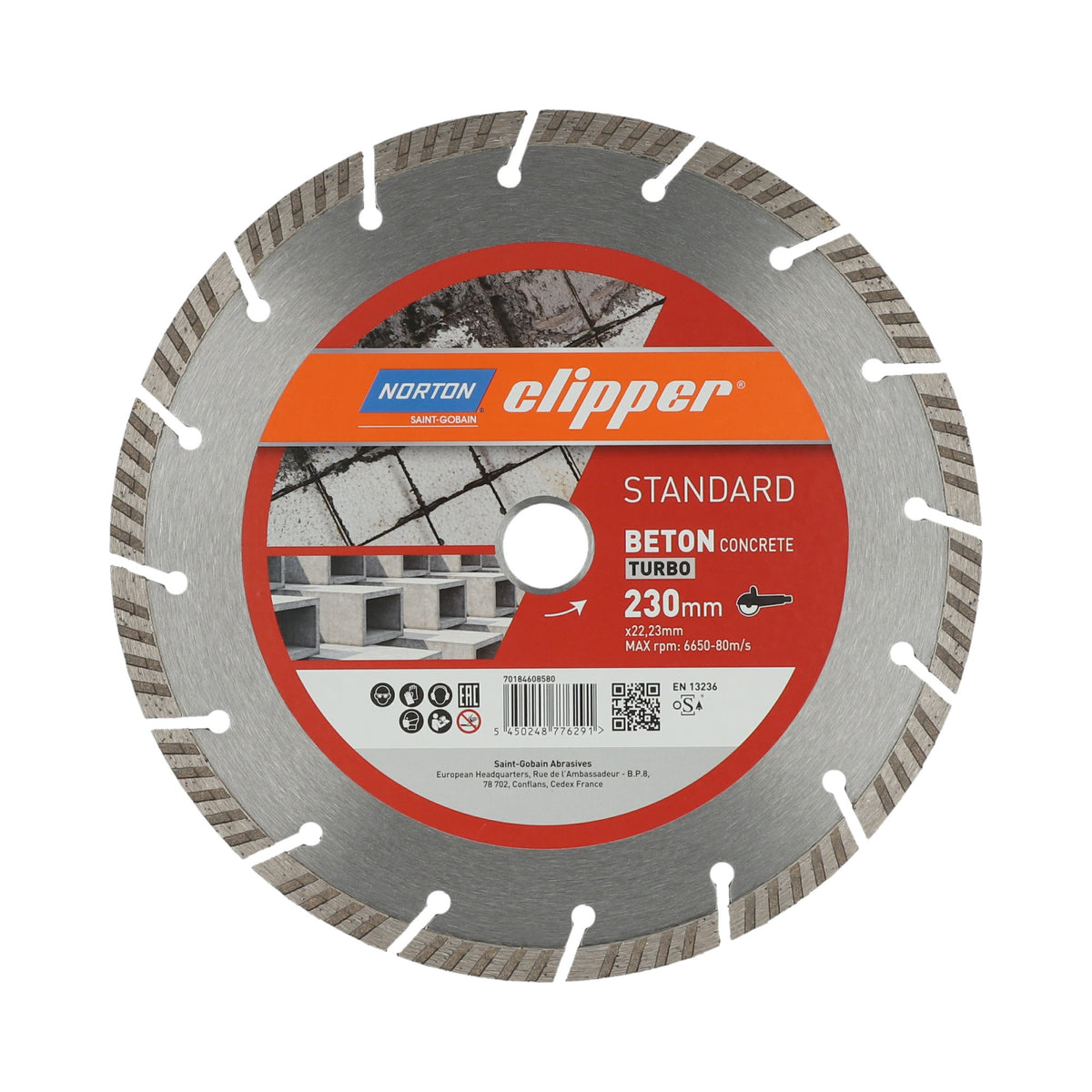 NORTON CLIPPER Diamanttrennscheibe Standard Beton Turbo 115 mm für Winkelschleifer
