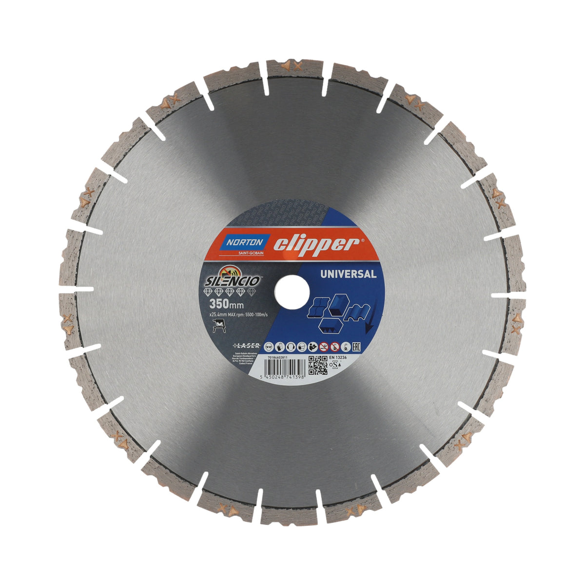NORTON CLIPPER Diamanttrennscheibe Pro Universal Silencio 115 mm – 12 mm Segmente, leiser Schnitt