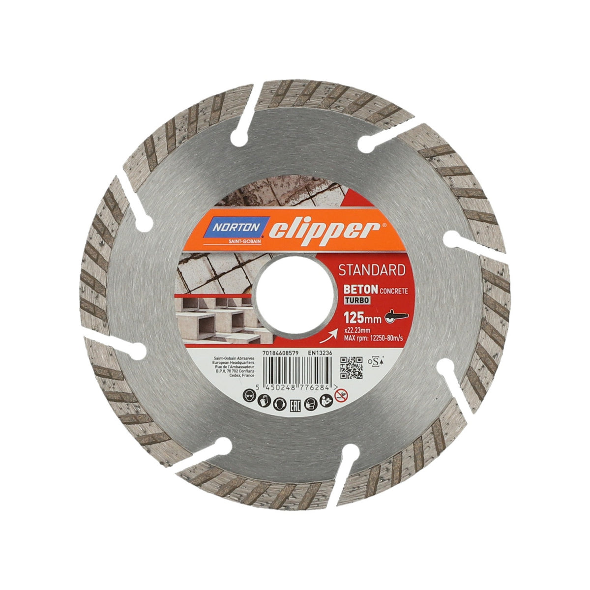 NORTON CLIPPER Diamanttrennscheibe Standard Beton Turbo 115 mm für Winkelschleifer