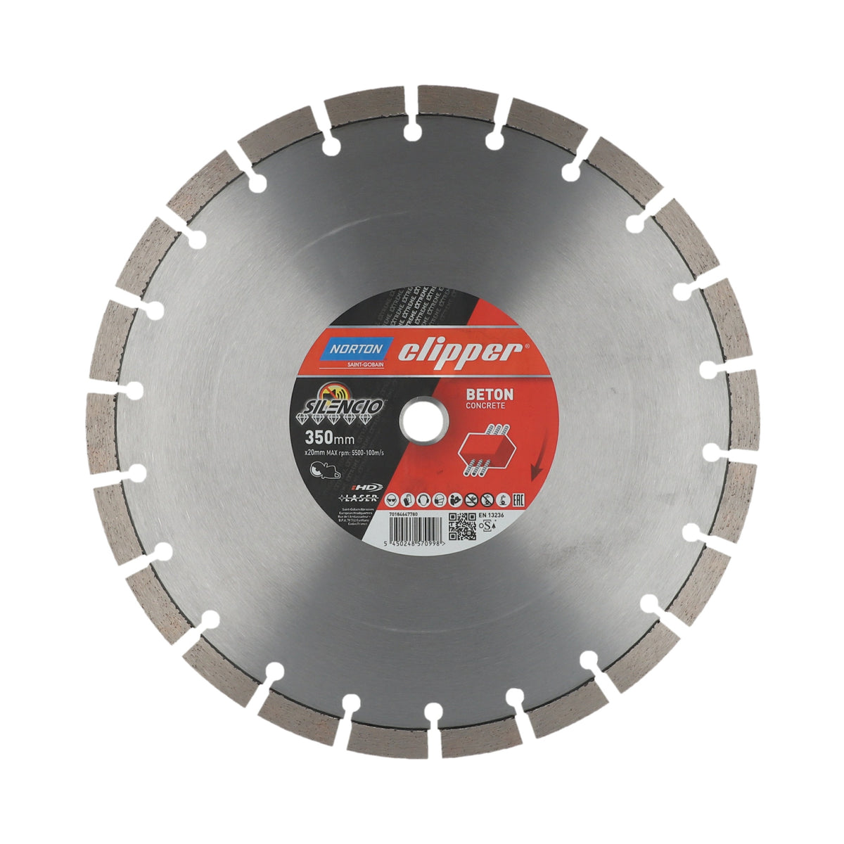 NORTON CLIPPER Diamanttrennscheibe Extreme Silencio 300 mm – 15 dB(A) leiser für Trennschleifer