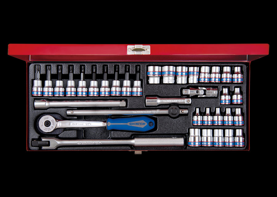 KING TONY Profi-Werkzeuge - 3/8" Steckschlüssel-Set, metrisch, Steckleiste - 36 tlg. 3534MR01