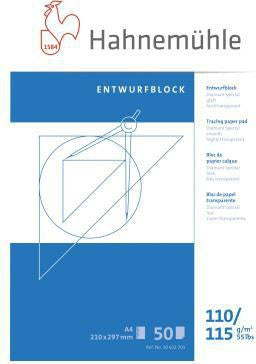 Hahnemühle Skizzenblock Diamant Spezial DIN A4 80/85g 50 Blatt hochtransparent