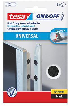 tesa Klettpunkte On & Off 55226-00000 selbstklebend schwarz 8 Stück