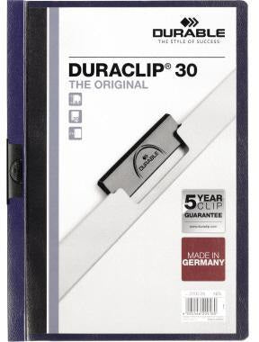 DURABLE Klemmmappe DURACLIP 30 DIN A4 Hartfolie grün – für bis zu 30 Blatt