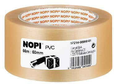 NOPI Packband 57214-00000 50mm x 66m PVC transparent – Reißfestes Verpackungsklebeband