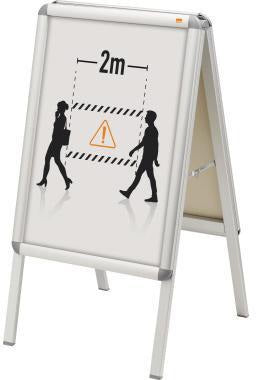 NOBO Plakatständer Premium Plus DIN A2 Alurahmen silber – wetterfester Kundenstopper