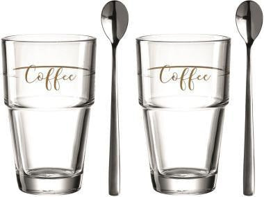 LEONARDO Latte-Macchiato-Glas SOLO – 2 Gläser mit Löffel, 250 ml, Glas transparent