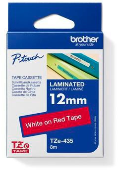 Brother Schriftbandkassette TZe-435 12mm x 8m laminiert weiß auf rot