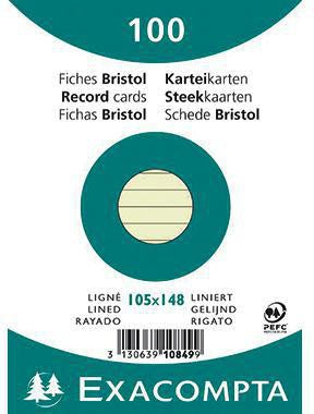 Exacompta Karteikarten DIN A6 liniert, 100 Stück, 205 g/m², PEFC-zertifiziert