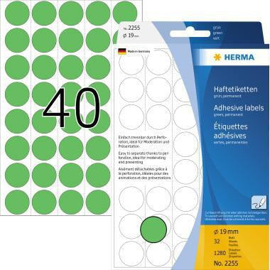 HERMA Markierungspunkt 2251, 19 mm, gelb, 1.280 Stück – Selbstklebende Papier-Etiketten