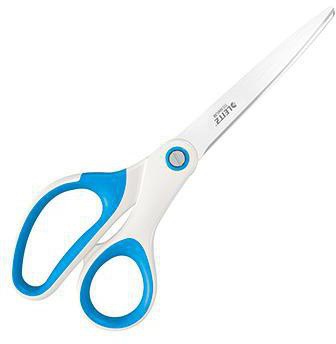 LEITZ Universalschere WOW 53192001 205 mm, titanbeschichtete Klingen, ergonomischer Softgrip-Griff, perlweiß