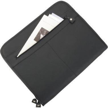 Alassio Schreibmappe MILANO 36x29x5 cm Lederimitat schwarz mit Reißverschluss und 3 Stifteschlaufen