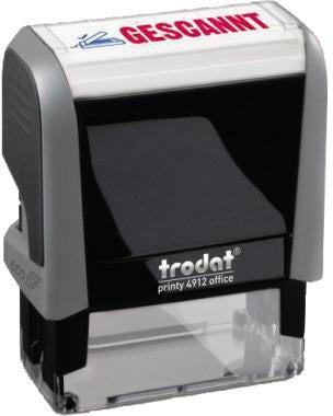 Trodat Textstempel Printy 4912 mit GESCANNT 47x18 mm blau/rot – Selbstfärber