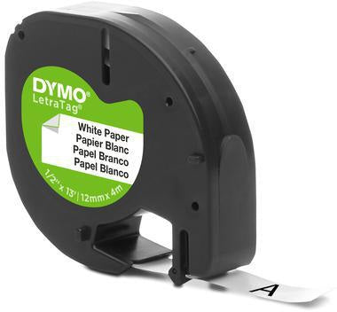 DYMO LetraTag Schriftbandkassette S0721510 Papier 12mm x 4m schwarz auf weiß