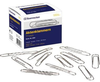 Soennecken Aktenklammer 1062 77mm gewellt verzinkt 100 Stück