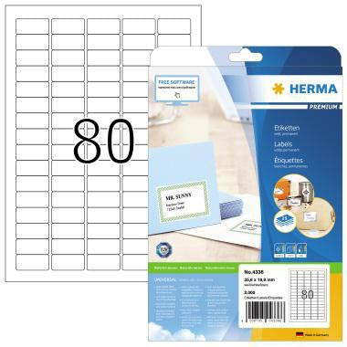 HERMA Universaletikett PREMIUM 35,6 x 16,9 mm, 2.000 Etiketten, weiß, matt, FSC, Made in Germany