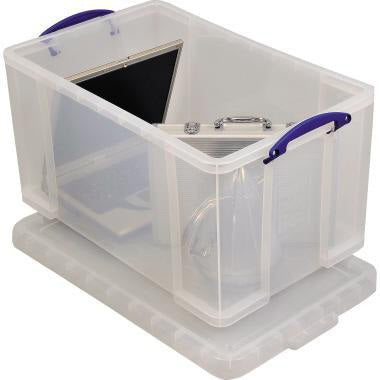 Really Useful Box Archivbox 84C 84l transparent – Stapelbare Aufbewahrungsbox mit Bügelverschluss