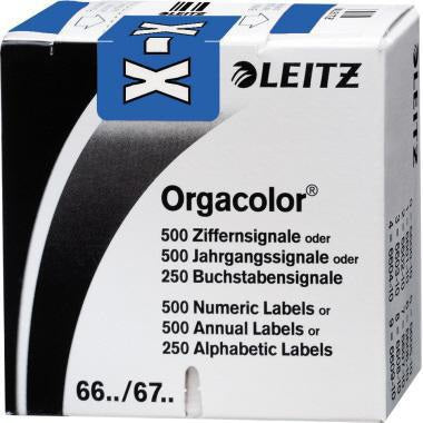Leitz Buchstabensignal Orgacolor D blau 250 Stück selbstklebend für Registratursysteme