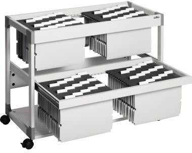 DURABLE Hängemappenwagen TROLLEY 200 MULTI DUO – 2-bahnig, ausziehbar, für 200 Hängemappen