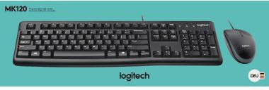 Logitech MK120 Tastatur-Maus-Set – Kabelgebunden, QWERTZ, USB-A, Schwarz