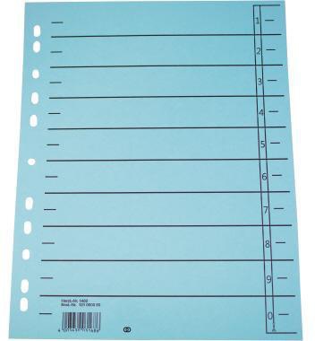 Soennecken Trennblatt oeco A4 230g Recyclingkarton blau 100 Stück mit 10 Taben