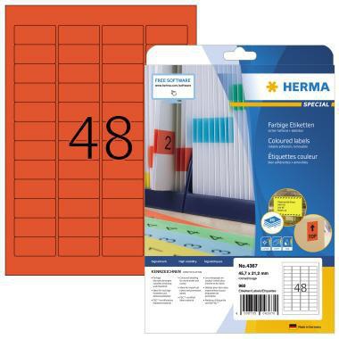 HERMA Universaletikett Special 4366 – 960 gelbe A4-Etiketten 45,7 x 21,2 mm, selbstklebend, wieder ablösbar