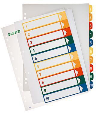 LEITZ Zahlenregister 1-5 DIN A4 volle Höhe PP farbig/transparent mit Easyprint