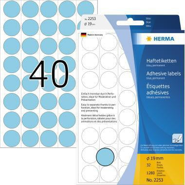 HERMA Markierungspunkt 2251, 19 mm, gelb, 1.280 Stück – Selbstklebende Papier-Etiketten