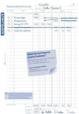 Avery Zweckform Kassenabrechnung 427 DIN A4, 2x50 Blatt, mit Blaupapier, Made in Germany