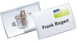 DURABLE Namensschild CLICK FOLD 821419, 90x54 mm, transparent, 25 St./Pack – flexibles Filmscharnier