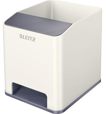 Leitz Stifteköcher WOW Duo Colour weiß/pink – mit Smartphone-Fach & Soundverstärkung
