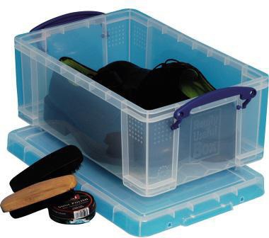 Really Useful Box Aufbewahrungsbox 9C 39x15,5x24cm 9l transparent – Stapelbare Archivbox mit Bügelverschluss