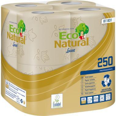 Eco Natural Toilettenpapier 2-lagig, 250 Blatt, 64 Rollen, FSC-zertifiziert, havanna