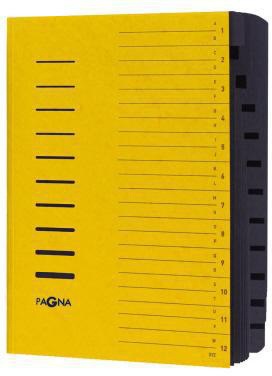 PAGNA Ordnungsmappe DIN A4, 12 Fächer A-Z/1-12, rot, Pressspankarton 240 g/m², Gummizugverschluss