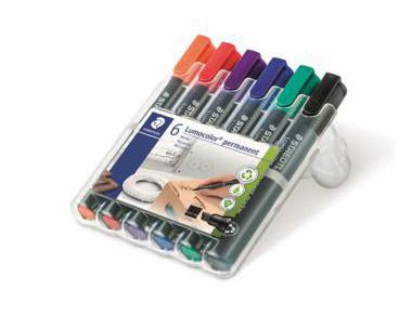 STAEDTLER Lumocolor 350 Permanentmarker 6er Set, 2-5 mm Keilspitze, farbig sortiert