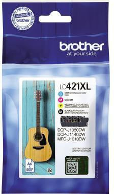Brother Tintenpatrone LC421XLVAL Original 4er-Pack je ca. 500 Seiten schwarz cyan magenta gelb