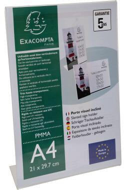 Exacompta Prospekthalter Office Exacryl DIN A4 – Tischaufsteller aus Acryl, L-Form, einseitig