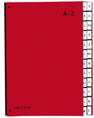 PAGNA Pultordner 24249-01 DIN A4 A-Z 24 Fächer Polypropylen rot – Made in Germany