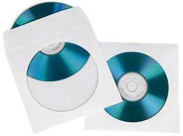Soennecken CD/DVD Hülle 03750 – 100 Stück Papierhüllen mit Sichtfenster, 12,4 x 12,4 cm, weiß