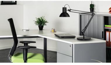 UNILUX Tischleuchte SUCCESS 80 LED schwarz, Architektenleuchte mit Standfuß und Tischklemme
