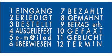 COLOP Datumstempel mini-dater S120/WD – 12 Texte, 5 Räder, blau/rot, 4 mm Schrift
