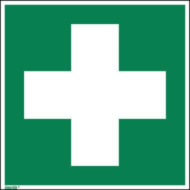 Hinweisschild Defibrillator E010 Fahnenschild 200x200 mm Hart-PVC nachleuchtend von Soennecken