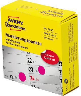Avery Zweckform Markierungspunkte 3850, 10 mm, magenta, 800 Stück pro Packung