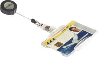 DURABLE Ausweishalter 85 x 54 mm mit Metallclip, 10 Stück – Namensschild im Hoch- oder Querformat