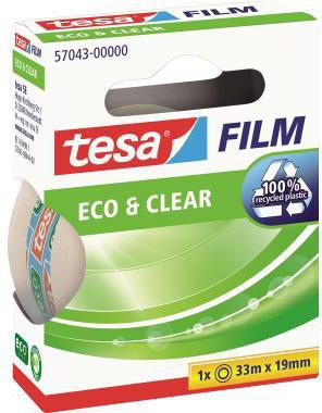 tesa tesafilm Eco & Clear Klebefilm 15 mm x 10 m – Transparent, recycelt, reißfest