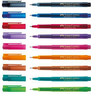 Faber-Castell Fineliner BROADPEN 1554 – 0,8 mm, rote Tinte, dokumentenecht, Made in Germany