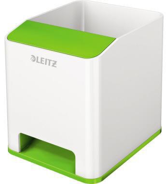 Leitz Stifteköcher WOW Duo Colour weiß/pink – mit Smartphone-Fach & Soundverstärkung