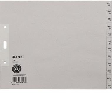 LEITZ Monatsregister DIN A4 Dez.-Jan. halbe Höhe grau 12 Blatt