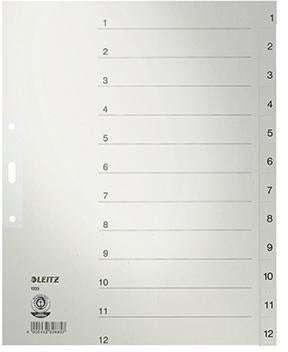 LEITZ Zahlenregister 1-31 DIN A4 volle Höhe grau aus recyceltem Tauenpapier